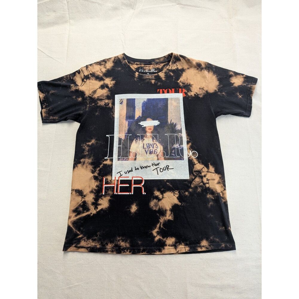 Y2K Streetwear Men M H.E.R. I Used To Know Her Tour Bleach Tie Dye Graphic Tee